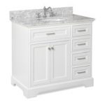 bathroom vanity kitchen bath collection - aria bath vanity, white, carrara marble, 36 UVLLESI