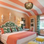bedroom color scheme coral and green patterned bedroom BCDBULO