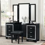 bedroom vanity allura vanity dresser w/ mirror (black) NMEHMRU