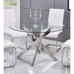best master furniture t01 round glass dining table - silver KZCIUUN