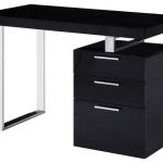 black desk geneva modern style office desk, black gloss SPBGPQL