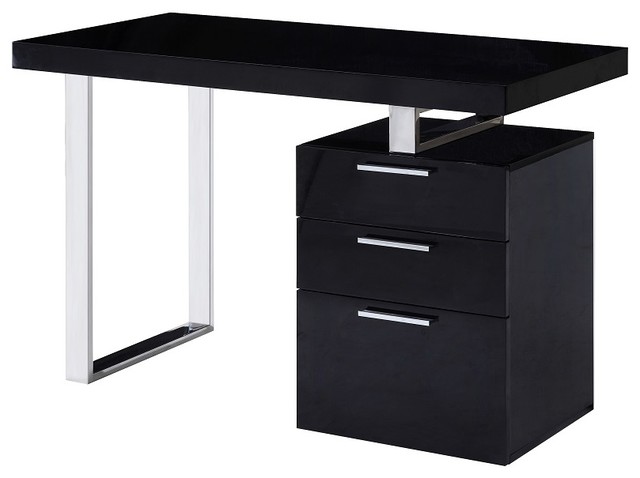 black desk geneva modern style office desk, black gloss SPBGPQL