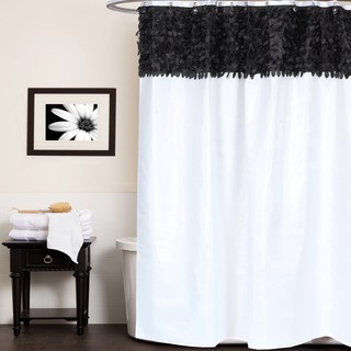 black shower curtain beautiful black and white leaf banded fabric shower curtain PYCVHZX