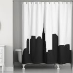 black shower curtain city skyline shower curtain in black/white PNPWOMW