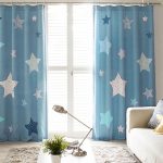 blue star print poly/cotton insulated cute kids curtains FWLDCXO