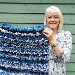 blue striped shaggy rag rug designs VNATKLR