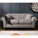 bordeaux button back 2 seater grey fabric sofa with 2 accent MCRKIYP