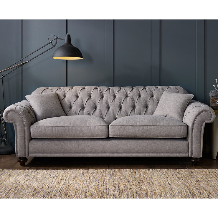 bordeaux button back 4 seater grey fabric sofa with 2 accent UQFCZQW