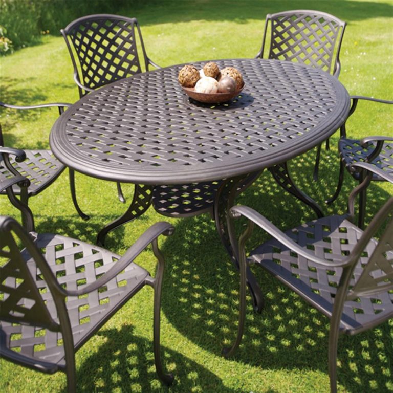 bramblecrest rome 6 seat oval cast aluminium garden furniture set within TXSCFJV