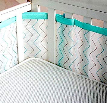 breathable crib bumper with mesh fabric - safe padding provides extra XBBQGXV