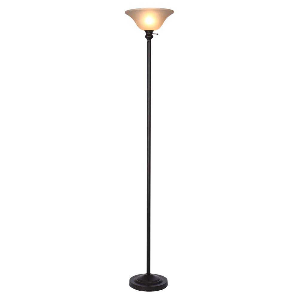 bronze torchiere floor lamp with frosted plastic shade VKHGFPY