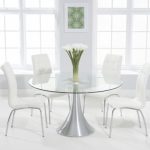 buy the paloma 135cm round glass dining table with calgary chairs QNKZBHI