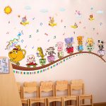 cartoon animal music note cup children wall stickers kids rooms nursery LOJSCIN