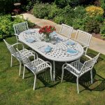 cast aluminium garden furniture white catherine oval cast aluminium garden table | lazy susan VQHLCQY