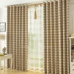 cheapest plaid curtains of linen and yarn materials of drapes QEFSMHL