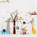 children wall stickers large size animal wall stickers for kids room decorations monkey owl LLZFPGG