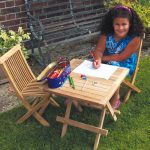 childrens garden furniture ashdown childrens garden table and chairs set - teak outdoor patio OIITLJE