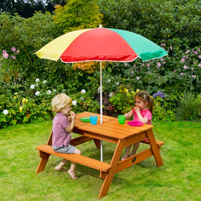childrens garden furniture plum childrenu0027s garden picnic table with parasol GKXVKPJ