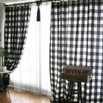 clearance black/white poly/cotton plaid curtains BWFVEQK
