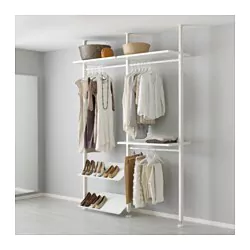 closet storage system elvarli 2 section shelving unit, white EAVNFGV