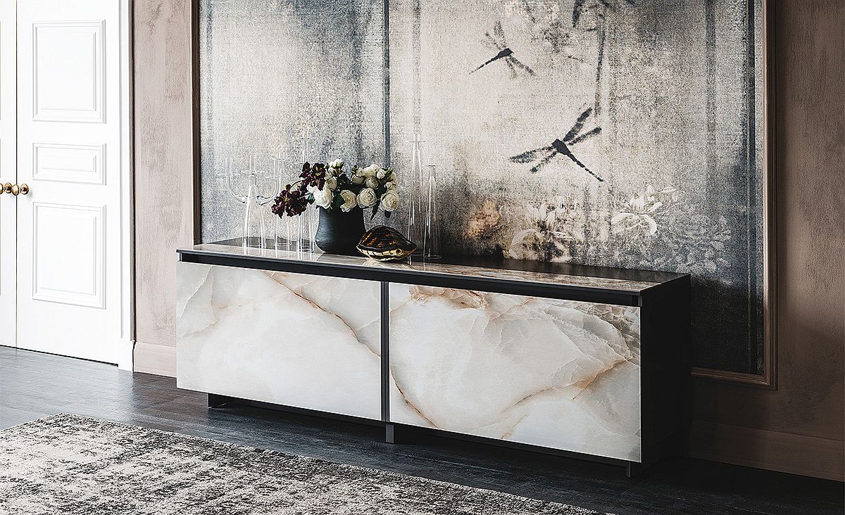 cool contemporary sideboards usher in geo style and textural charm GPBLKQM