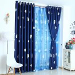 dark navy blue thick polyester thermal insulated blackout kids curtains TAOYOKA