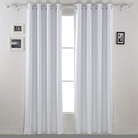 deconovo white blackout curtains pair thermal insulated blackout curtain  panels DSMAYTF