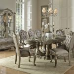 dining tables 1867-102 florentina 9 pc silver gold dining table set LCPNQDK