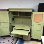 distressed green painted wood computer armoire - image 4 of 11 PPBXLYB