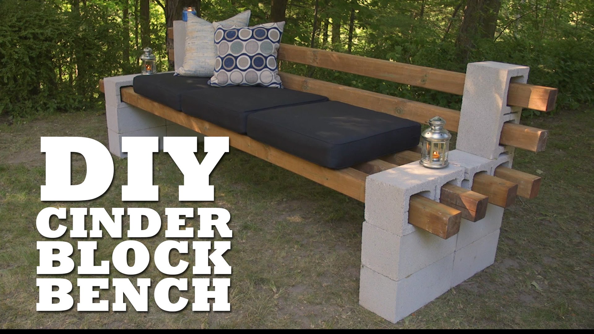 diy cinder block bench - youtube FDEJGJU