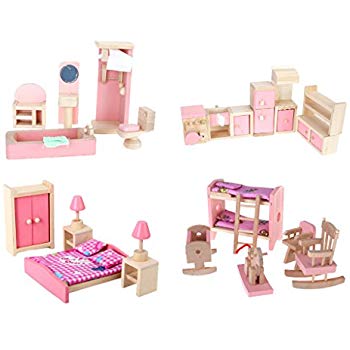doll house furniture set 4 set dollhouse furniture kid toy bathroom kid room bedroom kitchen GCBLOEG