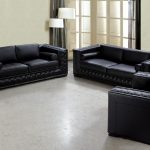 dublin luxurious black leather sofa set RVXUVYM