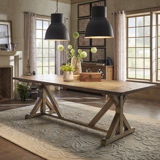 farmhouse dining table paloma rustic reclaimed wood rectangular trestle farm table by inspire q HLSQNMN