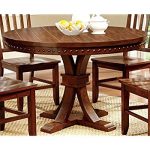 furniture of america castile transitional round dining table, dark oak ESCAEHM