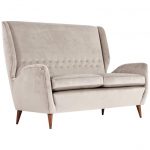 gio ponti 1940s vintage italian high back sofa in light gray ELONODP