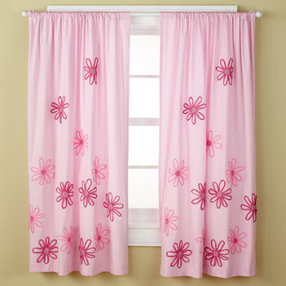 girls curtains: girls pink flower curtain panels - 63 pink floral GAEIARF