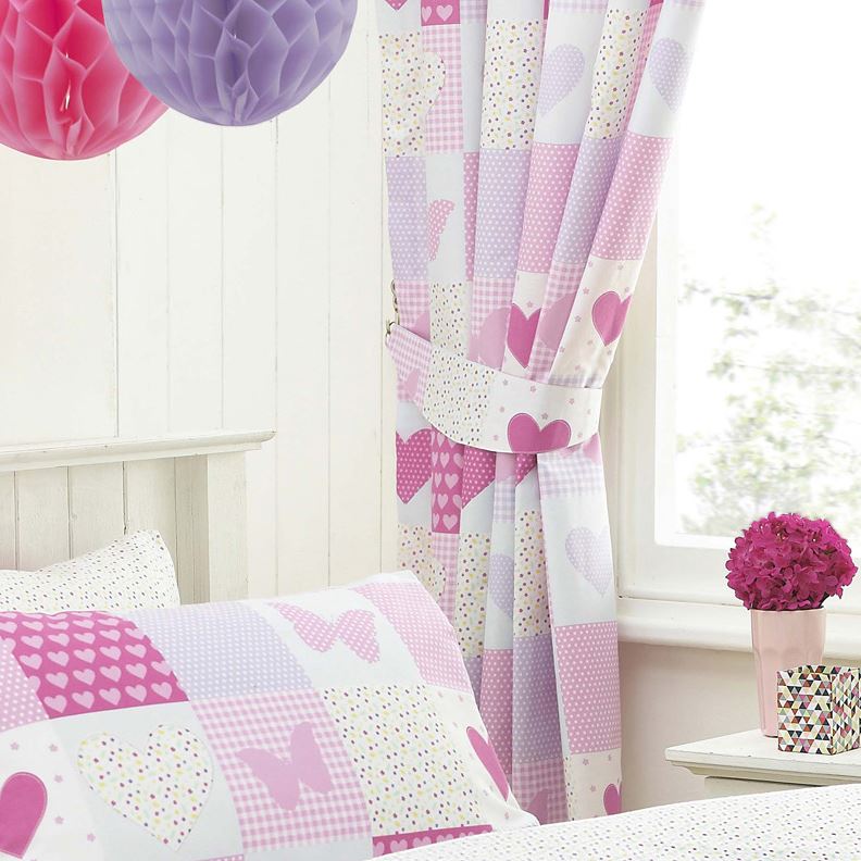 girls curtains textile-warehouse-pink-patchwork-girls-kids-childrens-butterfly- ZPUJSTQ
