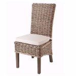 grey wash rattan dining chairs with cream cushion (pair) - modish DHNJJTN