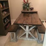 handmade farmhouse table with benches handmade furniture -  http://amzn.to/2iwpdj4 VFLIMZN