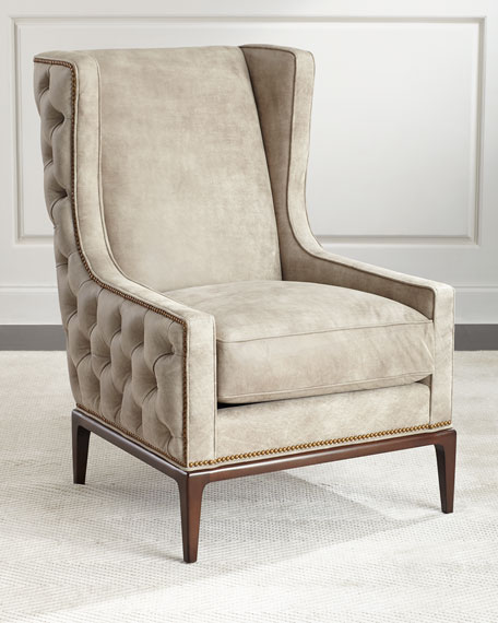 idris tufted-back leather wing chair NDUPOEA
