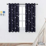 kids blackout curtains navy blue star print blackout curtains for kids room (2 panels), LLSWQLK
