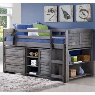 kids loft bed evan twin low loft slat bed with bookcase, chest and shelves QRUDXHV
