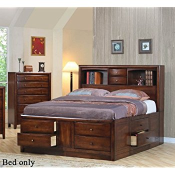 king size bed coaster king size bookcase chest bed in brown finish ITLHQOT