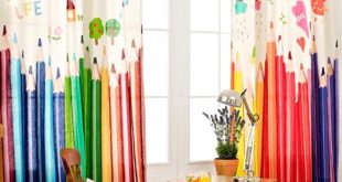 korean style kids curtains cartoon colorful pencils print EAYIGIU