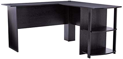l shaped desk ameriwood home dakota l-shaped desk with bookshelves (black ebony ash) MWTDPVK