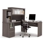 l shaped desk bestar dayton l-shaped desk in bark gray TGZWFSY
