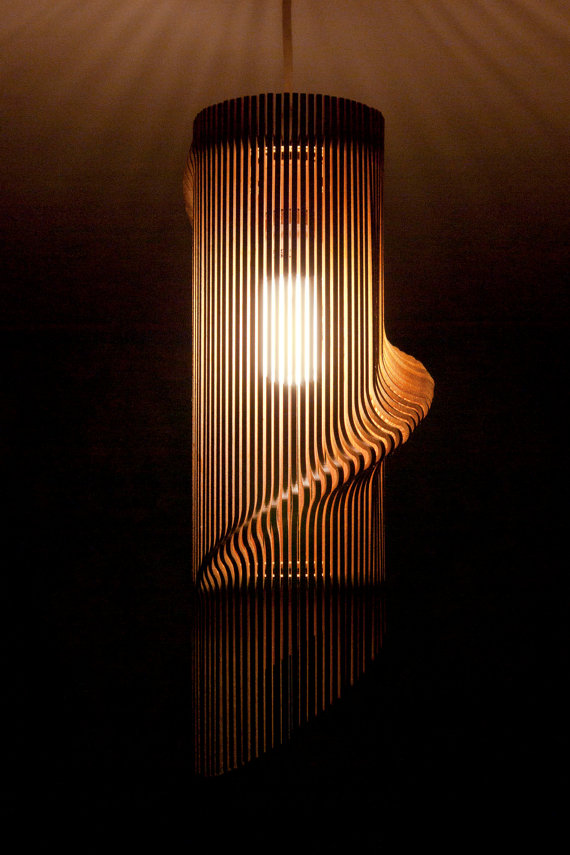 lamp shade twisted lasercut wooden lampshade no.1 LSOSPTM