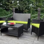 lawn furniture amazon.com: merax 4-piece outdoor pe rattan wicker sofa and chairs set GWJKAHT