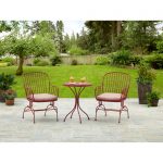 lawn furniture mainstays 3-piece metal outdoor bistro set, seats 2, red - walmart.com MCBQKGW