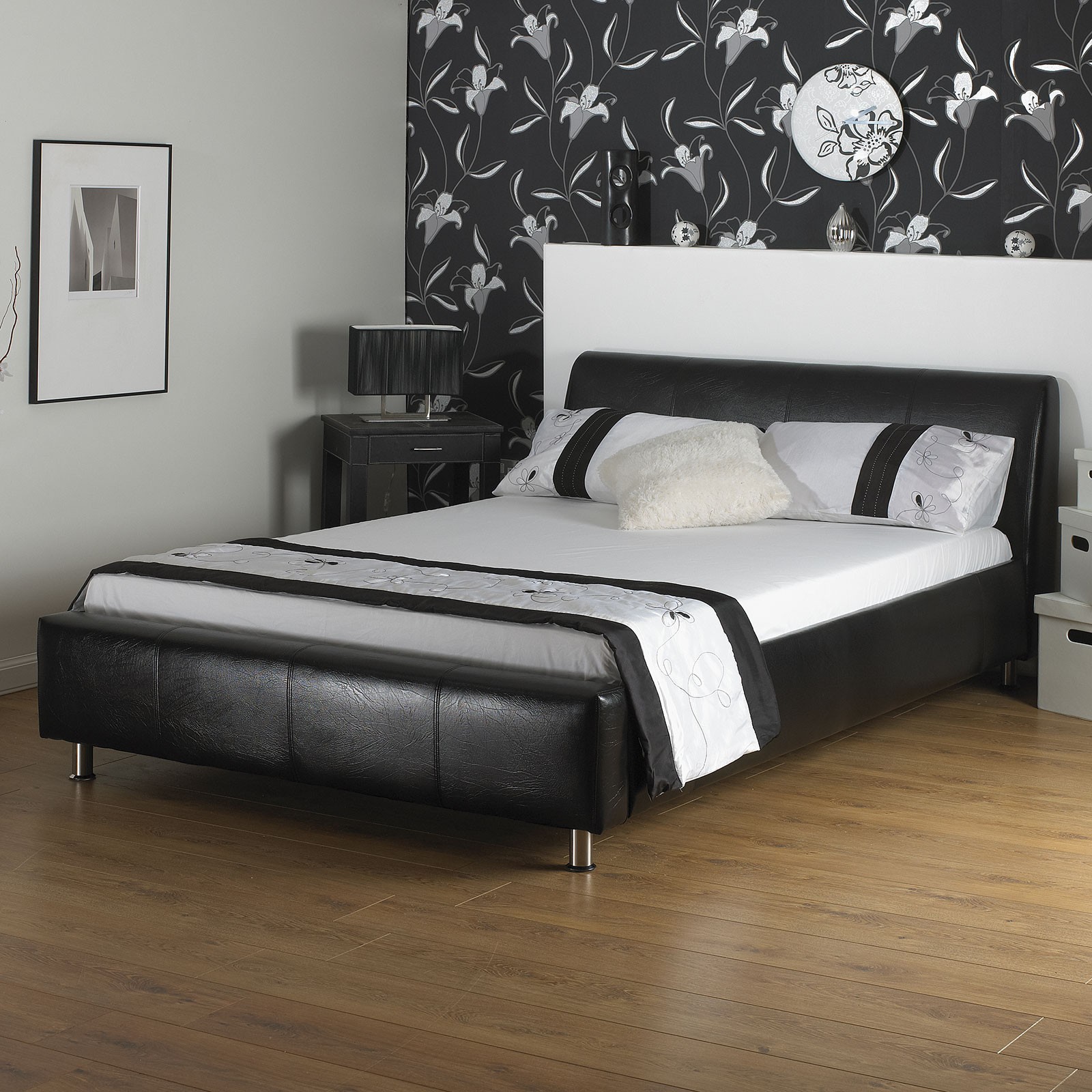 leather beds a u0026 i beds coal black faux leather bed CXRVNDX